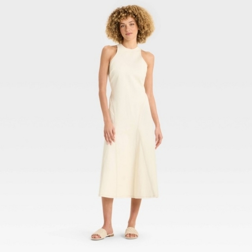 Future Collective Women's Racerback Dress Midi A-Line Dress Collective Off-White